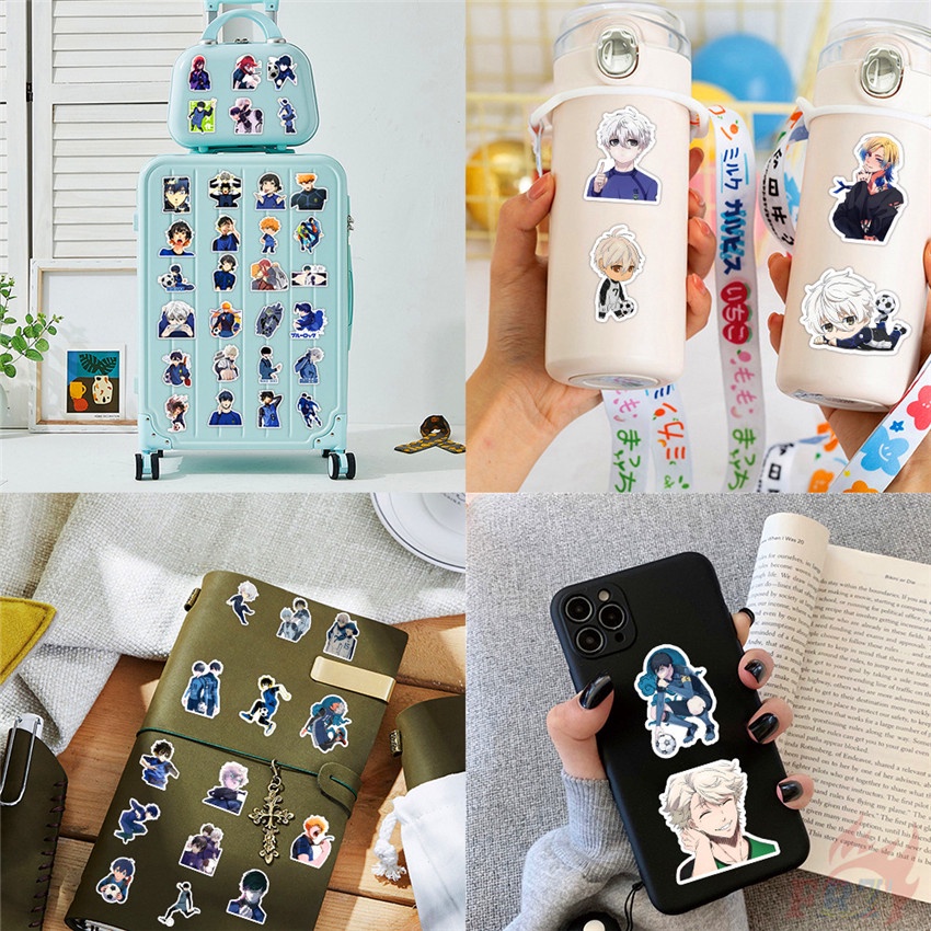 ❉ Bộ 04 Miếng Dán Màu Xanh Dương 04 Trang Trí ❉ Bộ 50 Miếng Dán Chống Thấm Nước Họa Tiết Doodle Hợp Thời Trang DIY (2 Phong Cách)