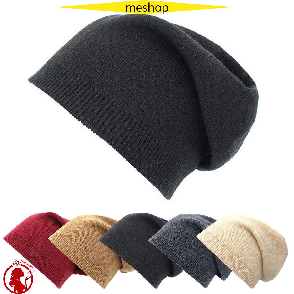 Mũ Len Dệt Kim Mỏng Màu Trơn Giữ Ấm Mùa Đông Thời Trang Unisex