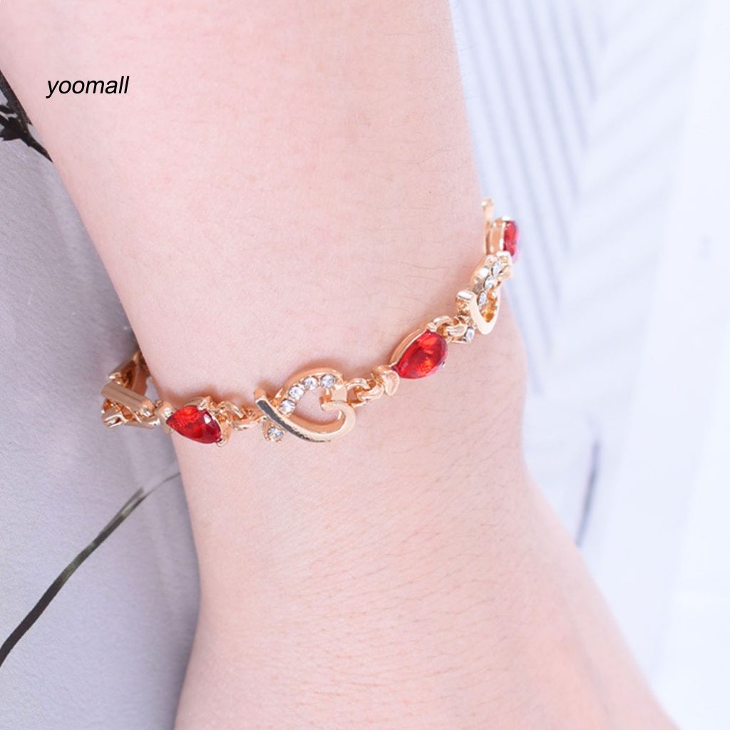 Vòng Tay Hợp Kim Đính Đá Hình Trái Tim Xinh Xắn Cho Nữ