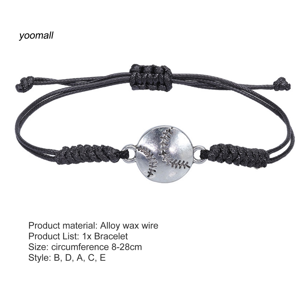 Vòng Đeo Tay Dây Sáp Bện Unisex Có Thể Điều Chỉnh Hình Quả Bóng Đá Thể Thao