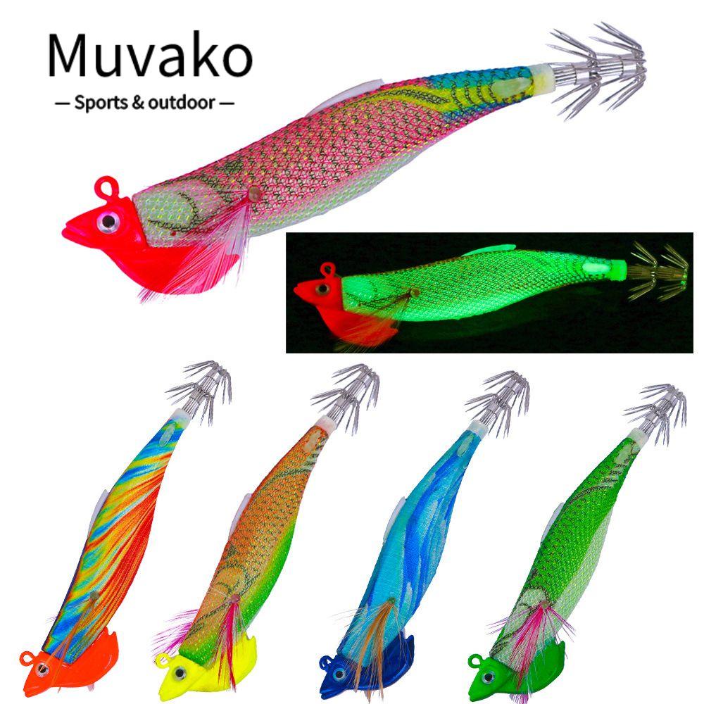 MUVAKO Móc Mực  3.5#Mồi Tôm Giả Câu Cá Phát Sáng Trong Đêm Năm 2021