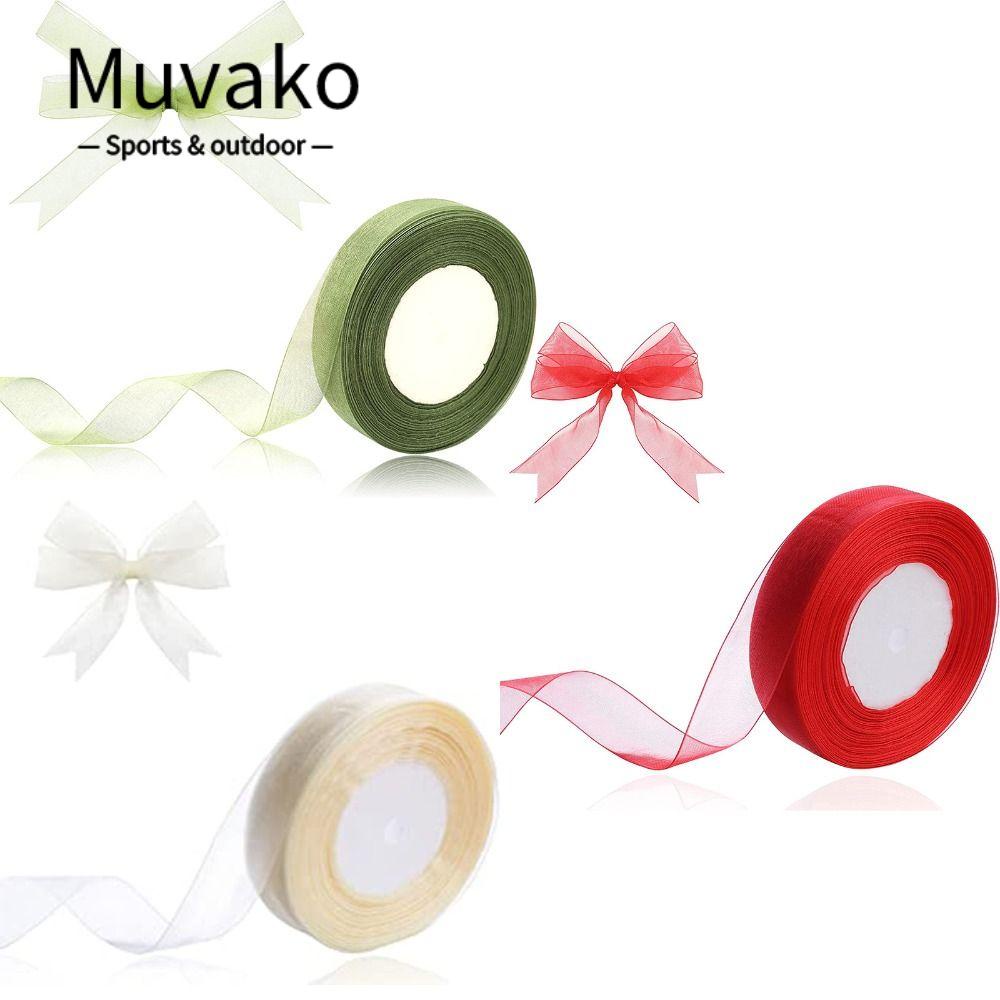 MUVAKO Cuộn Dây Ruy Băng Vải Tuyn Mỏng Màu Xanh Lá 3 / 4 Inch
