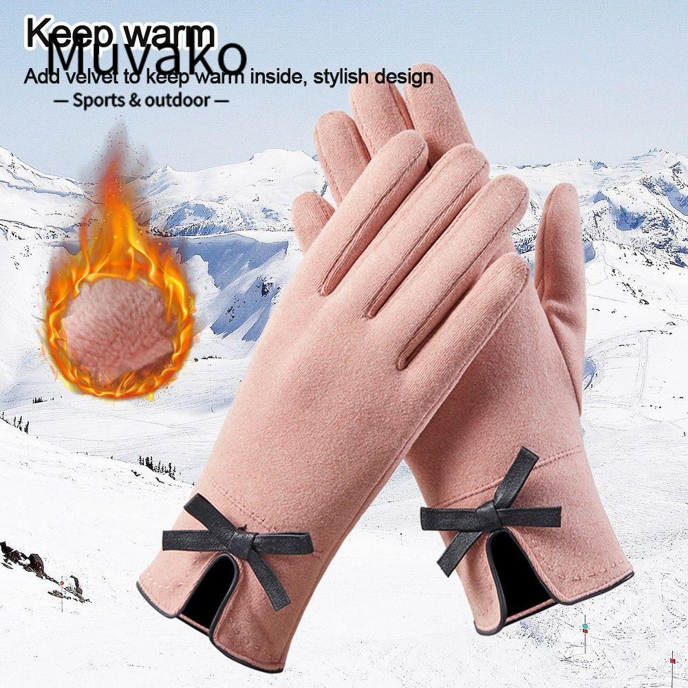 MUVAKO Găng Tay Lông Cừu Giữ Ấm Thời Trang Thu Đông Cho Nữ