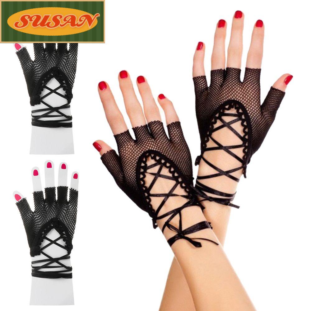 Găng Tay Ren Hở Ngón Dùng Hóa Trang Trong Tiệc Giáng Sinh