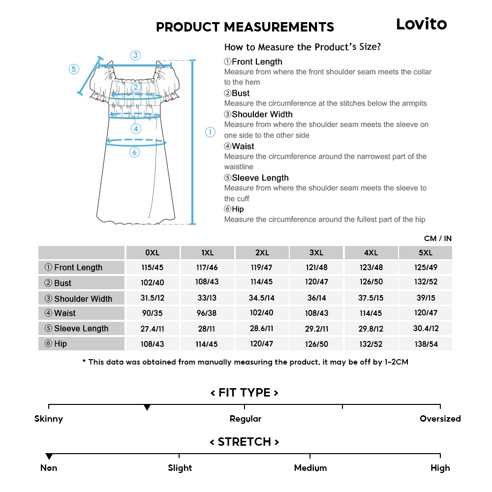 Lovito Váy tay phồng có đường cong cỡ lớn giản dị dành cho nữ LPS11060 (Trắng)