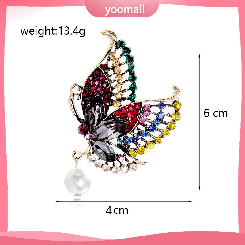 Ghim Cài Áo Hình Bướm Đính Ngọc Trai Nhân Tạo Thời Trang