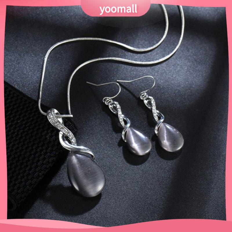 Bộ Vòng cổ + Bông Tai Hình Giọt Nước Thời Trang