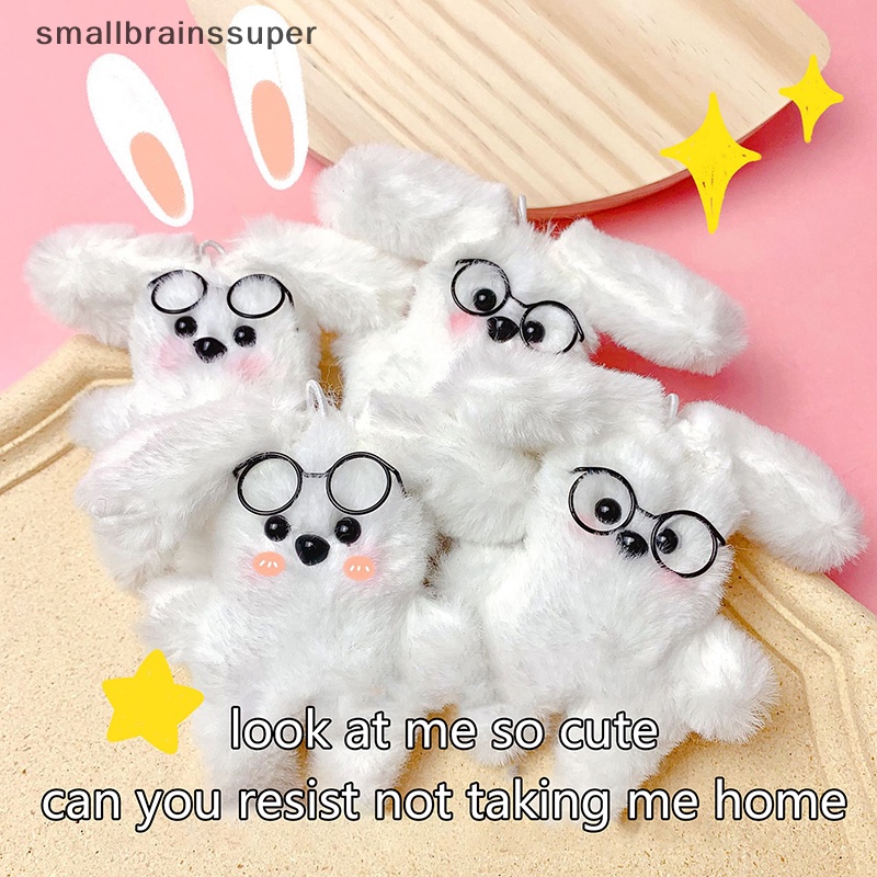 Búp Bê Thỏ Nhồi Bông Nhỏ Nhắn Mắt Kính Có Thể Tháo Rời Dễ Thương Trang Trí Xe Hơi