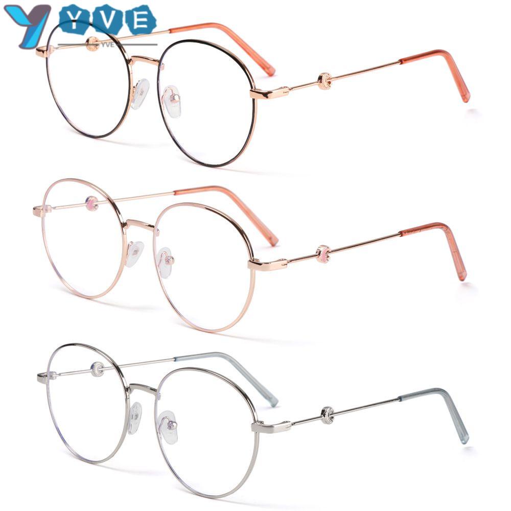 YVE Yve Kính Mắt Gọng Tròn Kim Loại Chống Bức Xạ Ánh Sáng Xanh Lam Giảm Mệt Mỏi