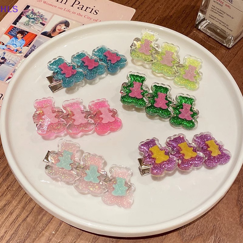 Kẹp Tóc Hình Gấu Nhỏ Lấp Lánh Thời Trang Mùa Hè Cho Nữ