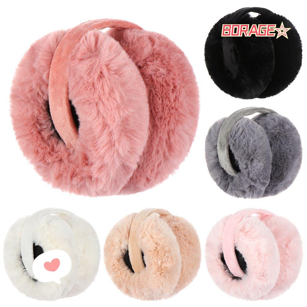 BORAG Chụp Tai Giữ Ấm Chống Nhăn Màu Sắc Đơn Giản Cho Nữ