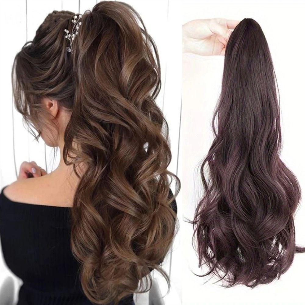 Tóc Đuôi Ngựa Giả Xoăn Màu Nâu Đen Tự Nhiên Dành Cho Nữ