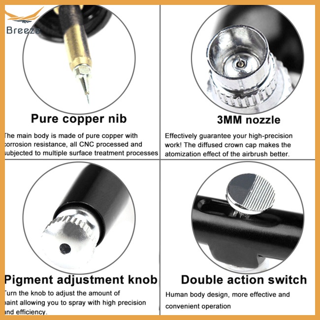 Súng Phun Sơn Móng Tay 0.3mm Kích Hoạt Hành Động Kép Chuyên Dụng