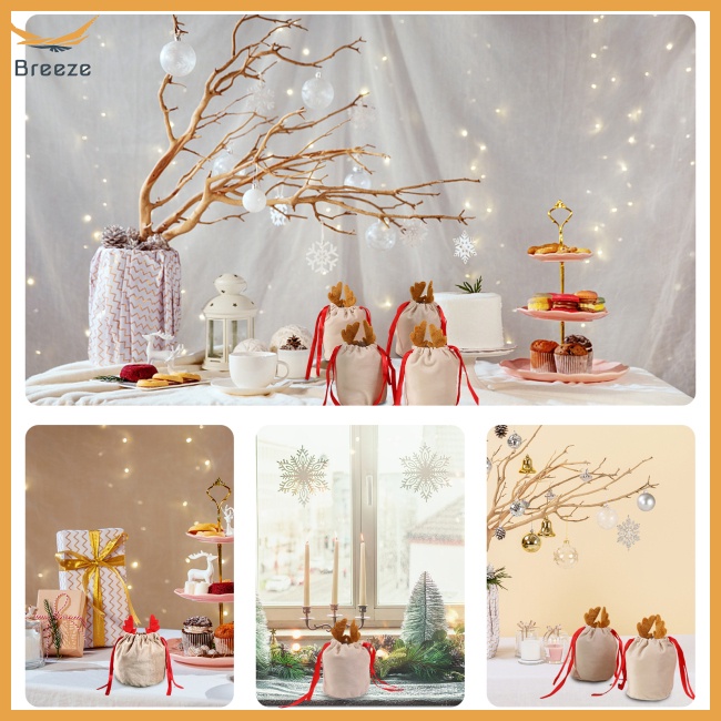 Set 10 Túi Đựng Kẹo Có Dây Rút Tái Sử Dụng Được Cho Dịp Halloween / Giáng Sinh