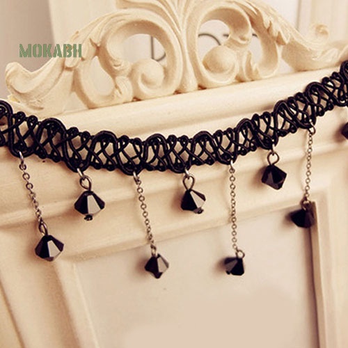 [Mok Abh] Vòng Cổ Choker Đính Đá Và Tua Rua Phong Cách Gothic