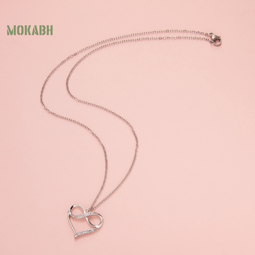 [Mok Abh] Vòng cổ Mặt Hình Số 8 Đính Đá Lấp Lánh Kiểu Dáng Sang Trọng Cho Nữ