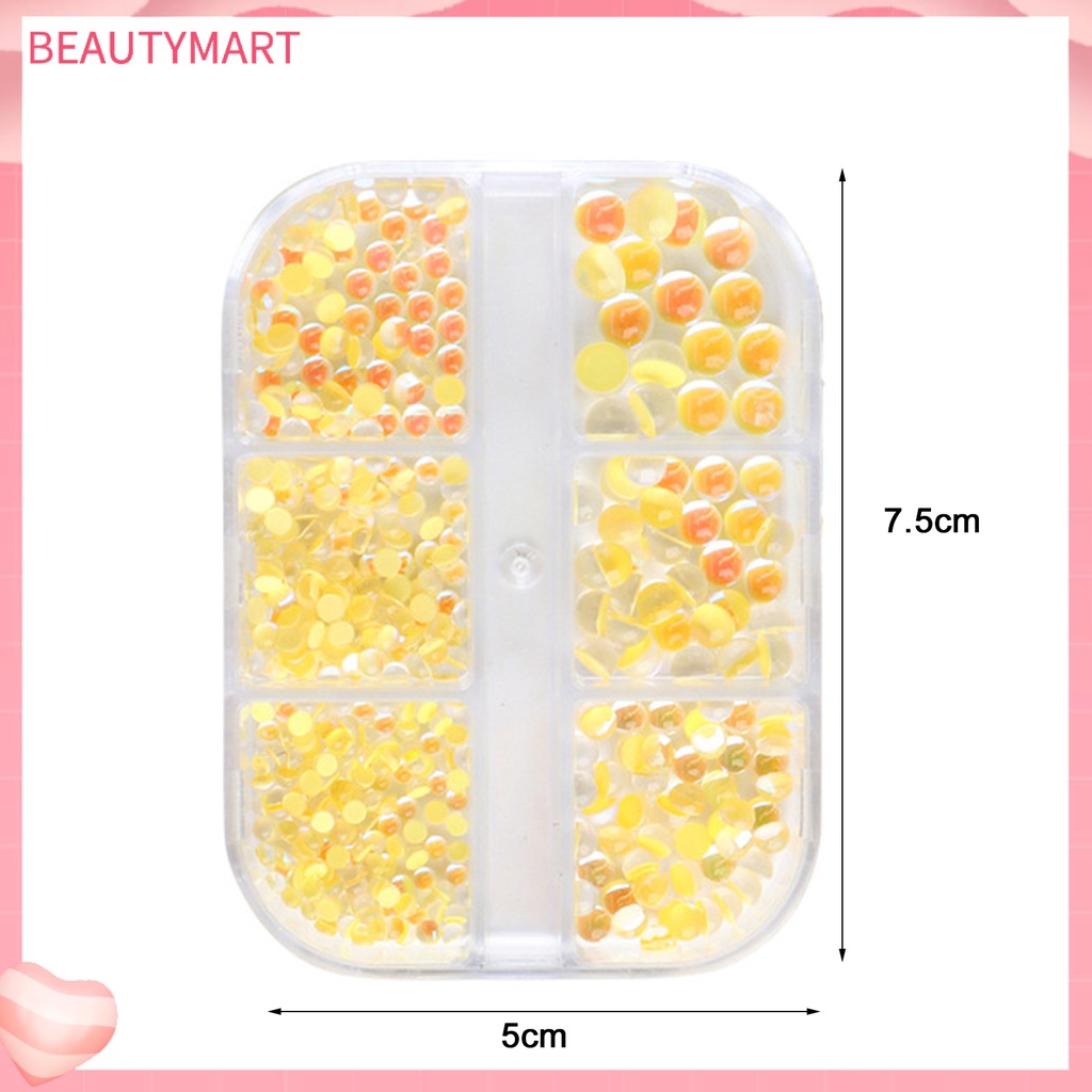 Hộp 6 Ngăn Đựng Hạt Tròn Dẹt Nhiều Màu Sắc Trang Trí Móng Tay Nghệ Thuật Cho Nữ