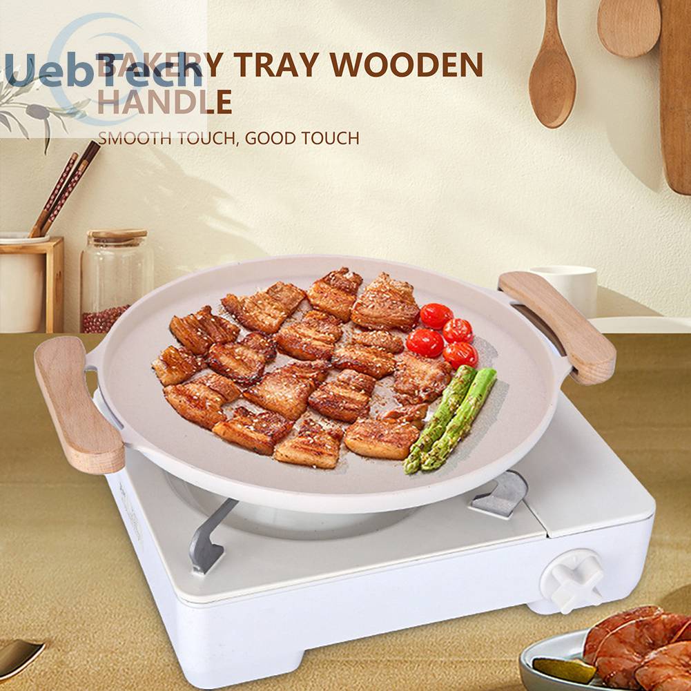 Set 2 Khay Nướng Bánh Có Tay Cầm Bằng Gỗ Chống Bỏng Cho Sân Vườn