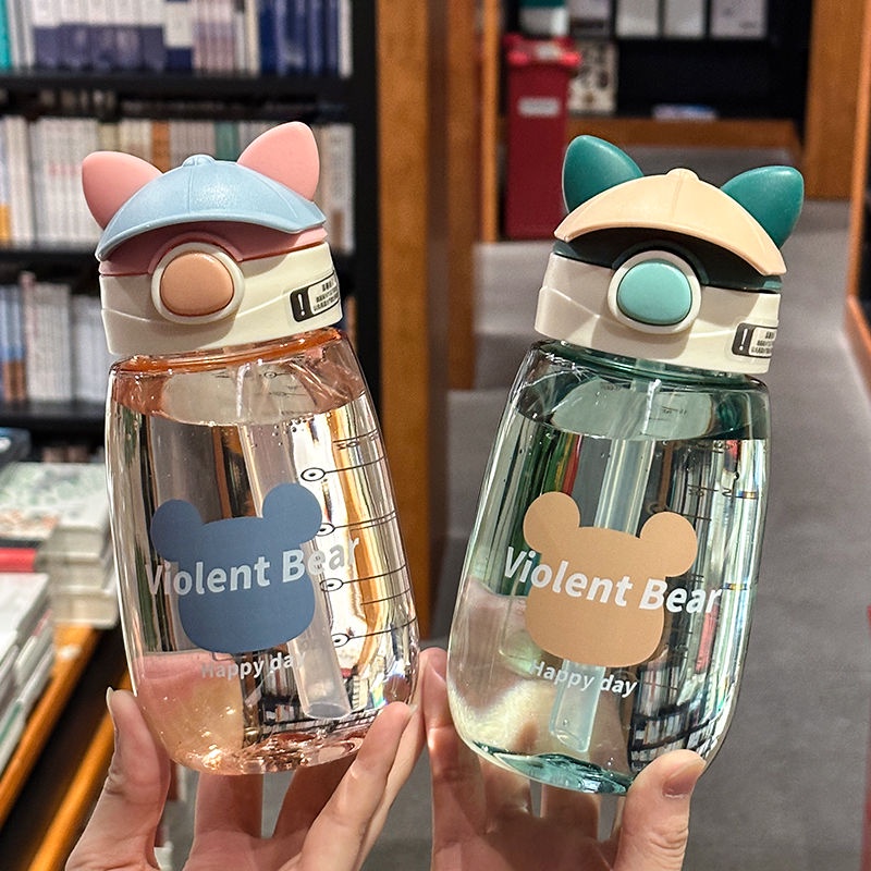 Bình Nước Chống Rơi Họa Tiết Hoạt Hình Dễ Thương Cho Bé