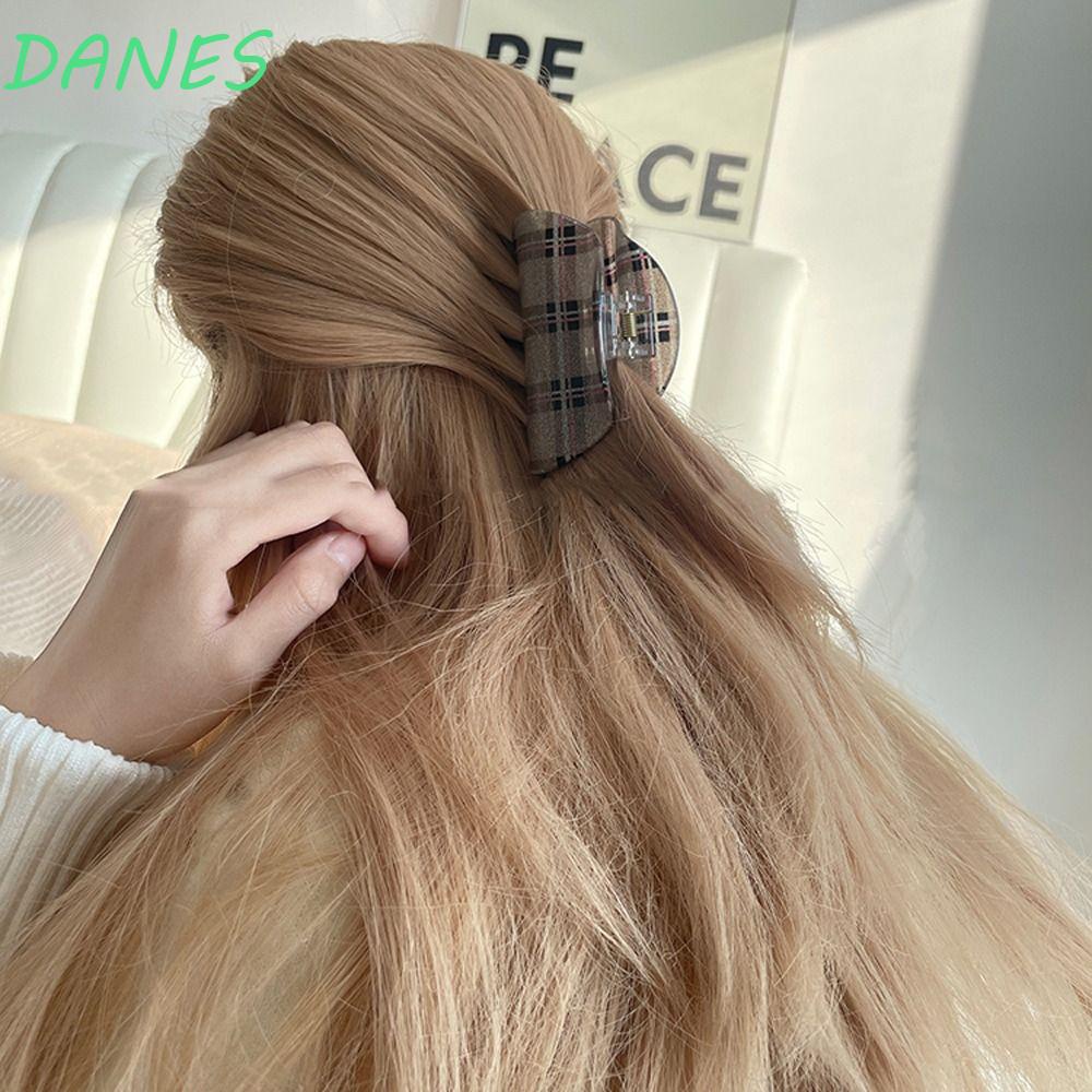 DANES Kẹp Tóc Càng Cua Họa Tiết Kẻ Sọc Thời Trang Hàn Quốc Y2k