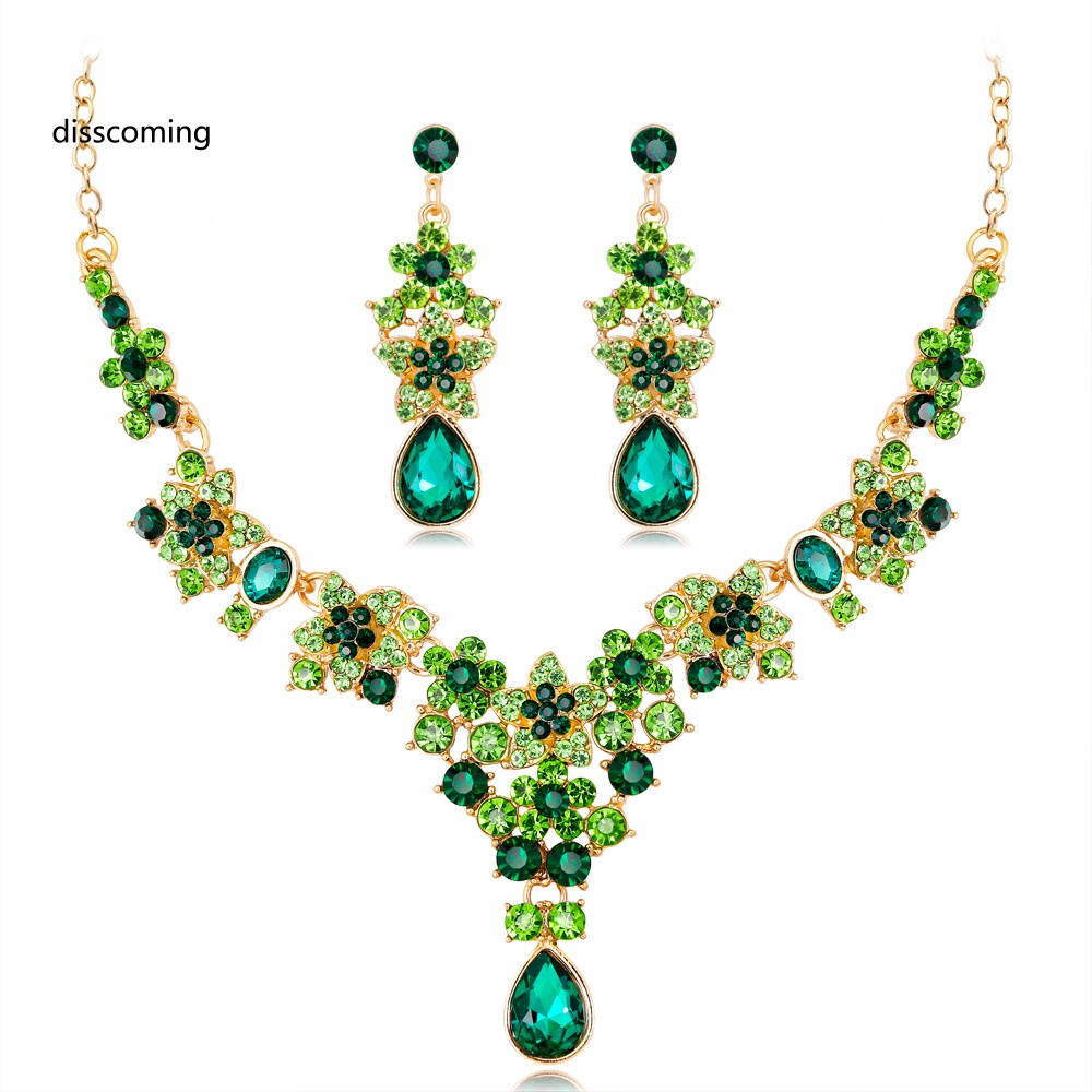 Sl| Bộ Vòng cổ Pha Lê Nhiều Màu Sắc Xinh Xắn Cho Cô Dâu