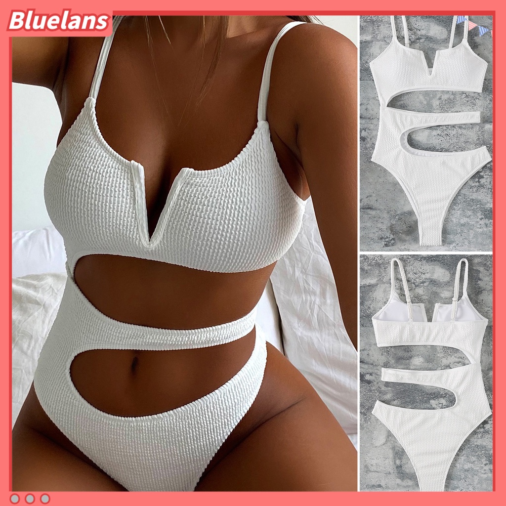 [BLS] Bộ Đồ Bơi Một Mảnh Dây Đeo Có Đệm Ngực Màu Trơn Mùa Hè Có Thể Điều Chỉnh Cho Nữ