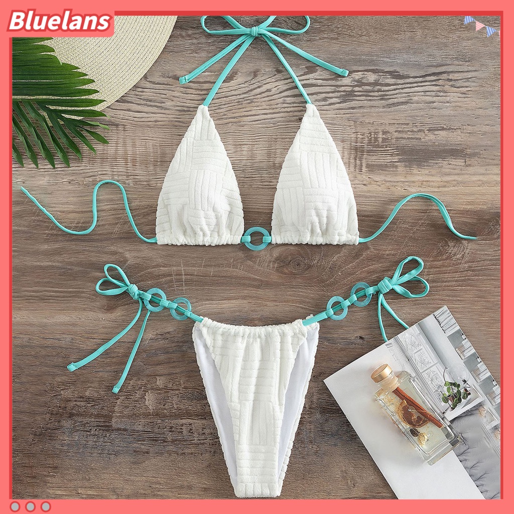 [BLS] Bộ Đồ Bơi 2 Mảnh Có Đệm Ngực Bằng Polyester Dây Đeo Có Thể Giặt Được Kèm Vòng Tròn Phụ Kiện Đi Biển Cho Nữ