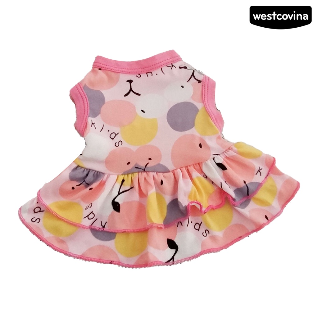 [COD]♞Đầm Công Chúa Mùa Hè Hai Lớp Bằng Vải Cotton Viền Xếp Nếp In Họa Tiết Trái Cây Cho Cún