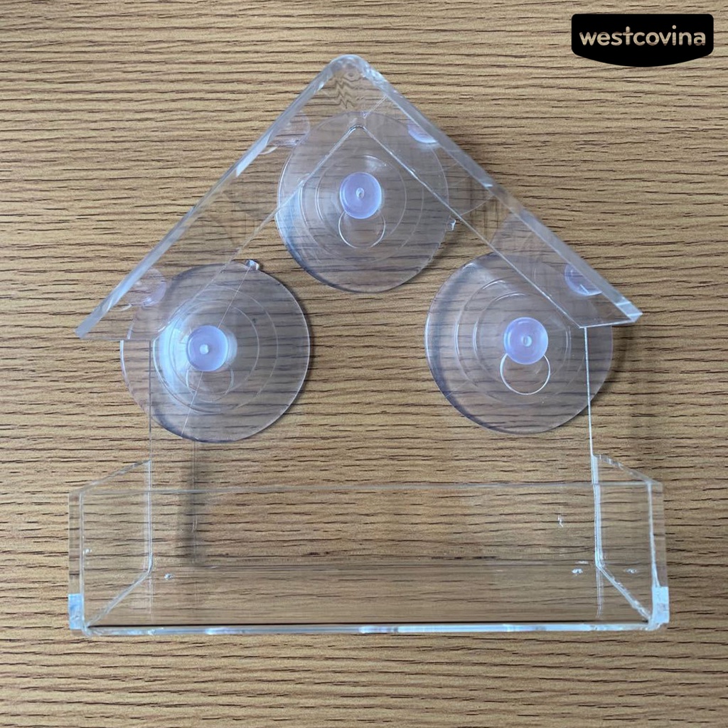 [COD]♞Khay Đựng Thức Ăn Cho Chim Bằng Acrylic Trong Suốt Có Giác Hút Gắn Tường Tiện Dụng