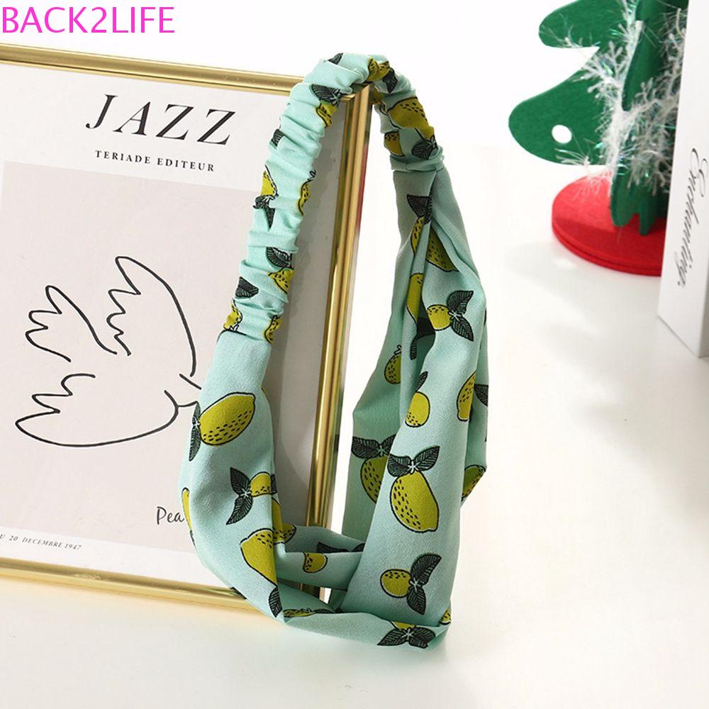 BACK2LIFE Băng Đô Turban Thắt Nút Chéo In Họa Tiết Dâu Tây Ngọt Ngào Thời Trang