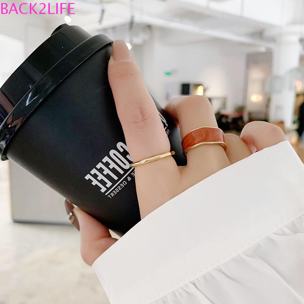 BACK2LIFE Set 2 Nhẫn Hở Tráng Men Nhiều Màu Sắc Thời Trang