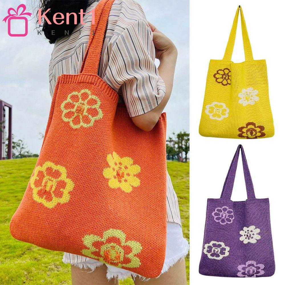 KENT1 Túi Xách Đan Len Sức Chứa Lớn Thời Trang Cho Nữ