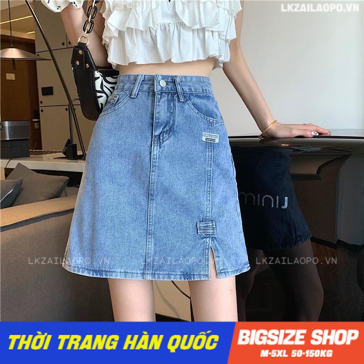 chân váy bò lưng cao Bigsize chân váy nữ jean ngắn cạp cao chữ a màu xanh vải denim cao cấp mùa xuân hè Phong Cách hàn quốc đẹp Thanh Lịch cho nữ