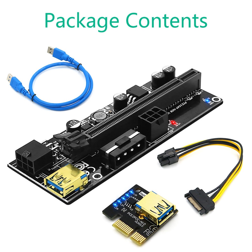Card Mở Rộng Chuyển Đổi Nguồn XT-XINTE 009S Plus PCI-E 1x Sang 16x 4Pin 6Pin Với Cáp 6P Sang SATA Cho GPU