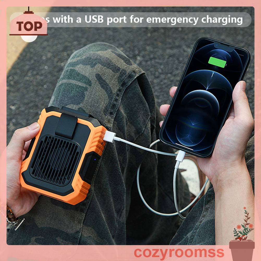 Quạt Làm Mát Đeo Thắt Lưng 3 Tốc Độ 4000mAh Sạc Cổng USB Dùng Ngoài Trời