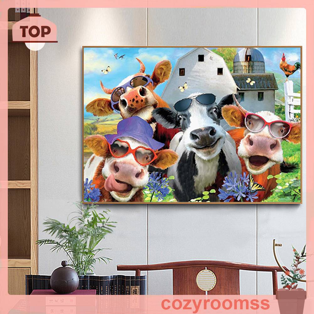 Tranh Đính Đá Kim Cương Toàn Bộ 5D DIY Hình Vẽ Gia Súc Trang Trí Nhà Cửa