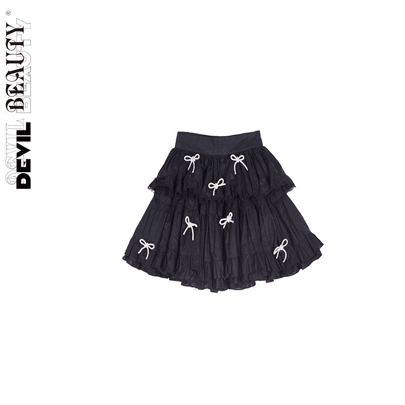 Bộ Áo Ngắn Tay Phồng Đính Nơ Giả Hai Lớp + Chân Váy Ngắn Phong Cách Mới Dành Cho Nữ Y2