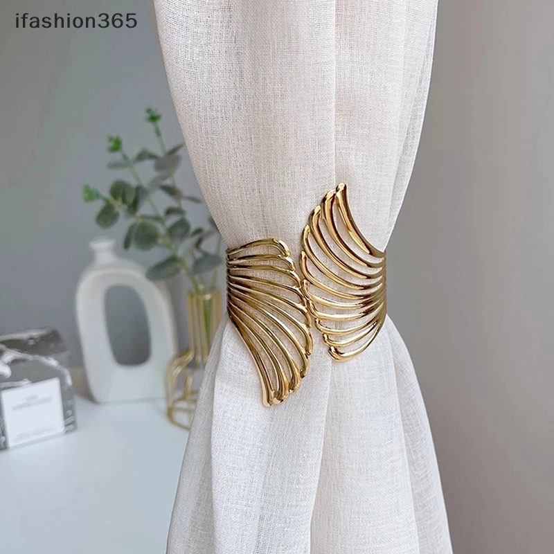 Dây Kẹp Rèm Cửa Bằng Kim Loại Họa Tiết Đôi Cánh Màu Vàng Thời Trang ifashion365