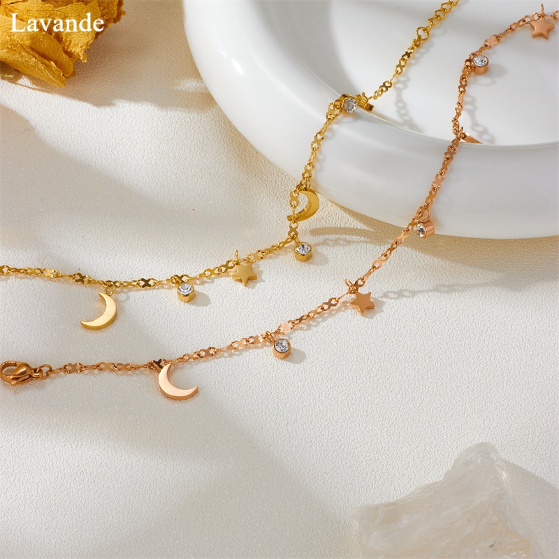 Lắc Chân Bằng Thép Titan Mạ Vàng Hồng 18K Đính Kim Cương Giả Cho Cặp Đôi J01L041