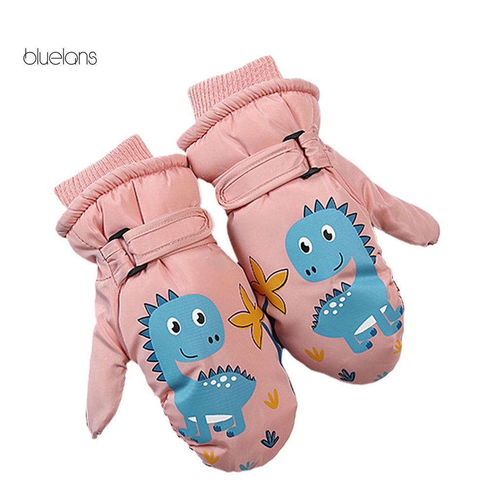 Găng Tay Đạp Xe Mềm Mại Ấm Áp Chống Gió In Họa Tiết Khủng Long Hoạt Hình Cho Bé