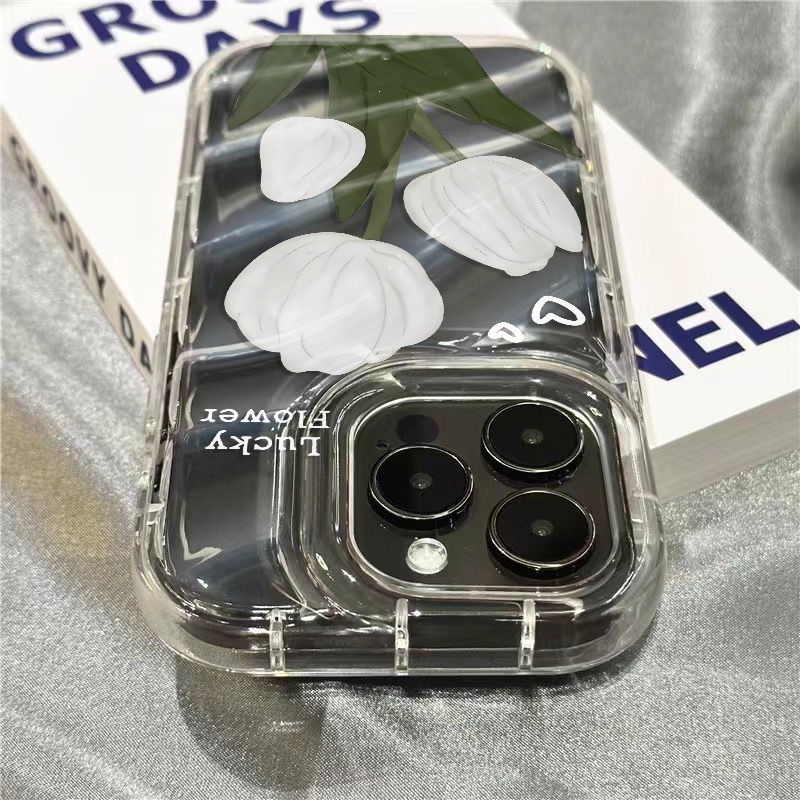 Ốp Điện Thoại Mềm Trong Suốt In Hình Hoa Tulip Trắng Cho iPhone14promax 1312 / 11 7 / 8plus xr / sins WCJN