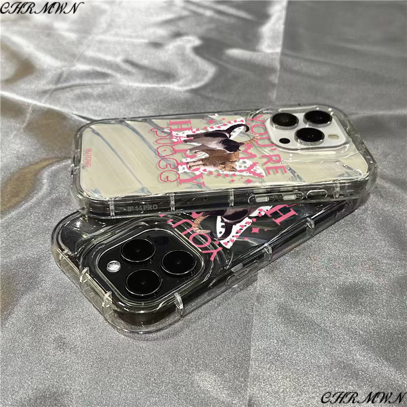 Ốp Điện Thoại Mềm Trong Suốt In Hình Mèo Và Chữ Cho Iphone 14Promax 1312 / 11 7 / 8plus xr