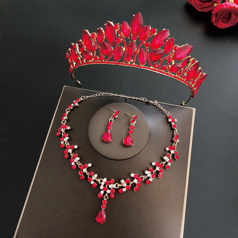 Ygt Bộ Vương Miện Và Bông Tai Pha Lê Handmade Sang Trọng Cho Cô Dâu