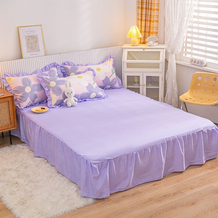 Váy Giường Đơn Bằng cotton linen Thân Thiện Với Da In Hình Cây Cỏ Hoạt Hình 3.5 feet 5 feet 6 feet