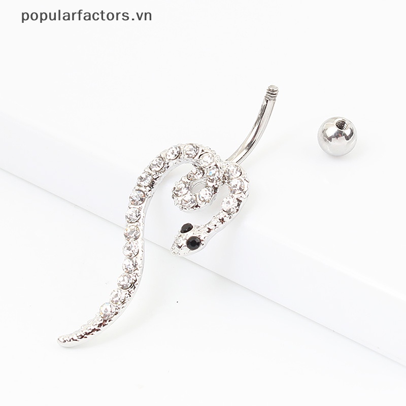 [Phổ Biến] Khuyên Rốn Bằng Thép Không Gỉ Hình Rắn Đính Kim Cương Quyến Rũ