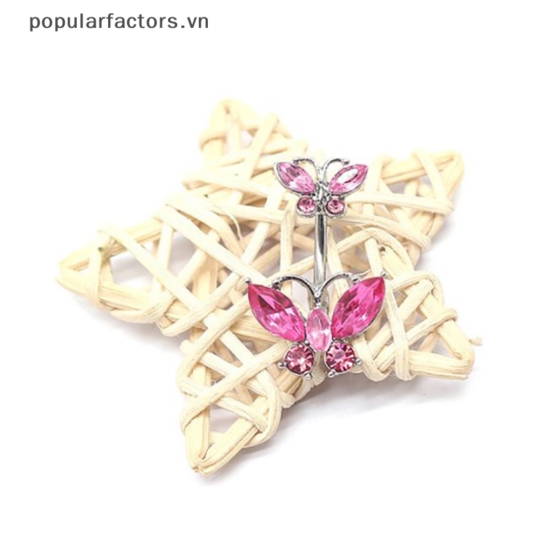 [Phổ Biến] Khuyên Rốn Mặt Kính Hình Bướm Đôi Sáng Bóng Tinh Tế Làm Quà Tặng Trang Sức