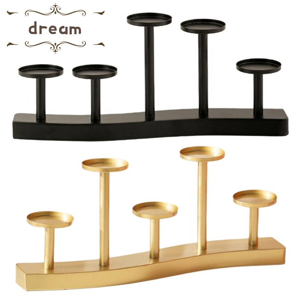 【DREAMLIFE】Candle Holder Candle Stand Elegant Metal Table Candlestick 32x13.6x5cm