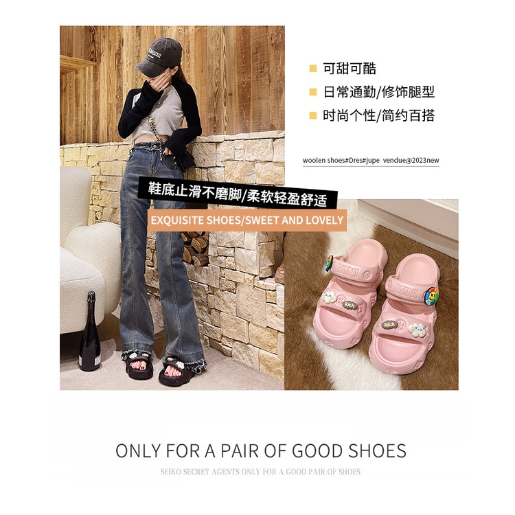 Xăng đan Đế Dày Bằng EVA Họa Tiết Hoa Hướng Dương Dễ Thương Thời Trang Đi Biển Mùa Hè Cho Nữ