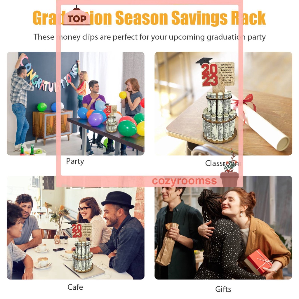 Giá Đỡ Bánh Kem / Tiền Bằng Gỗ Siêu Bền Tiện Dụng Cho Lý Tưởng Tốt Nghiệp