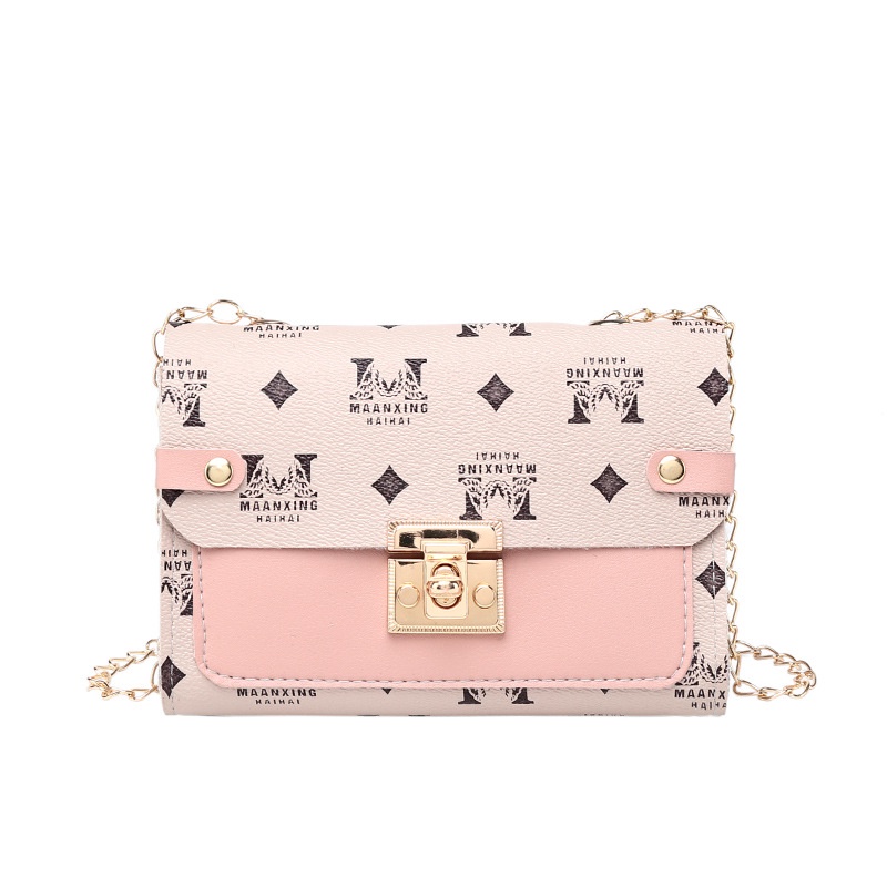 Túi xách Nữ mini dây xích Vuông Nhỏ Đeo Vai / Đeo Chéo Có Khóa Họa Tiết Màu Tương Phản Thời Trang Hàn Quốc HZFTR2034